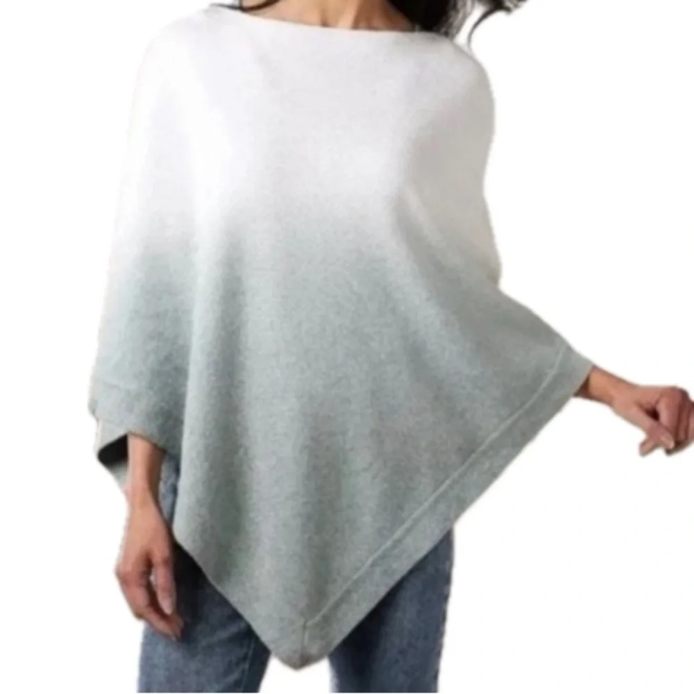 Barefoot Dreams Cozychic Ultra Lite Gradient Knit Poncho - Ocean Breeze Ombré